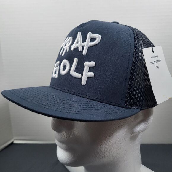 Trap Golf Embroidered Snapback Hat Navy Blue Trucker Mesh NWT - Picture 8 of 12